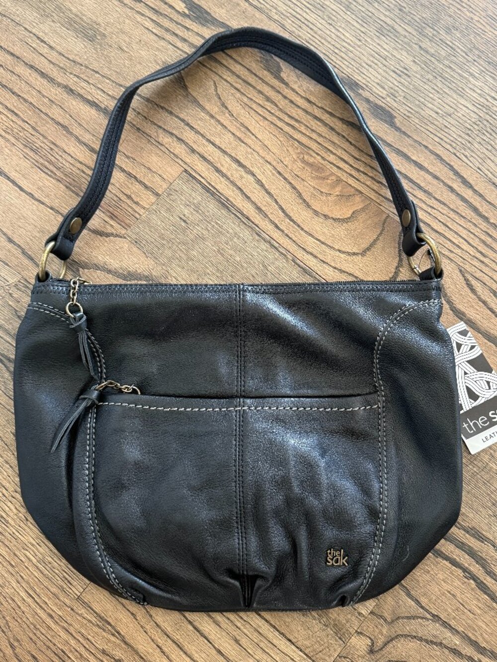 The Sak Leather Large Iris Hobo Bag Handbag Purse Shoulder Tote Black NWT $149